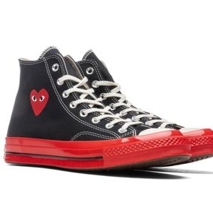 CONVERSE CONVERSE X COMME DES GARCONS PLAY ALL STAR CHUCK '70 HI RED SOLE - BLAC